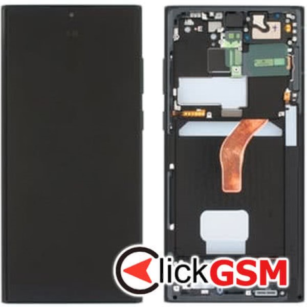 Piesa Display Original Cu Touchscreen Si Rama Gri Inchis Samsung Galaxy S23 Ultra 4mck