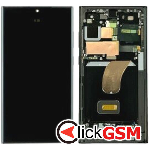 Piesa Piesa Display Original Cu Touchscreen Si Rama Gri Inchis Samsung Galaxy S23 Ultra O88