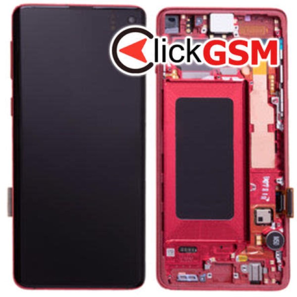 Piesa Display Original Cu Touchscreen Si Rama Rosu Samsung Galaxy S10 3big