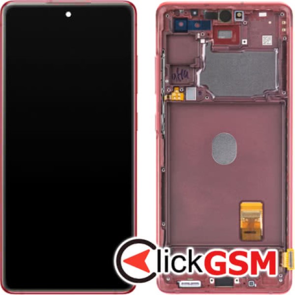 Piesa Display Original Cu Touchscreen Si Rama Rosu Samsung Galaxy S20 Fe Bza