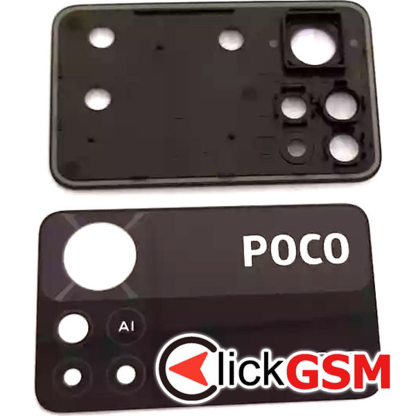 Piesa Geam Camera Cu Ornament Negru Xiaomi Poco X4 Pro 5g 3blp