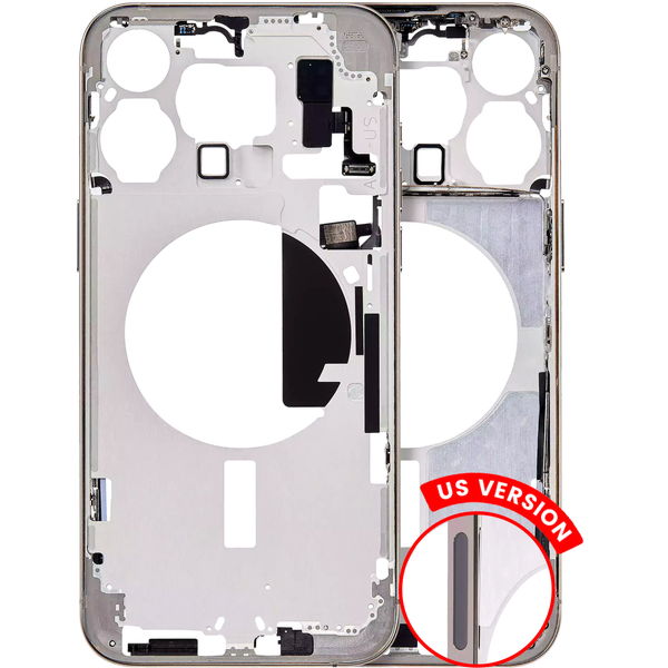 Apple iPhone 15 Pro Max · Mid-Frame Housing W/ Small Parts For iPhone 15 Pro Max (US Version) (Aftermarket Plus) (Natural Titanium)