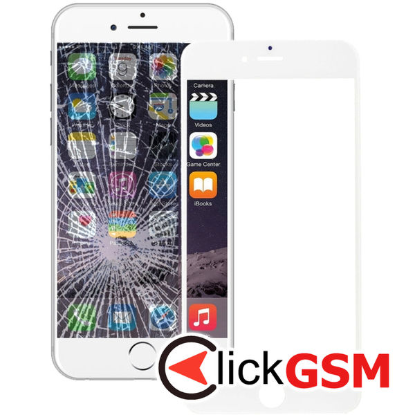 Piesa Sticla Cu Rama Display Si Oca White Apple Iphone 6 4fix