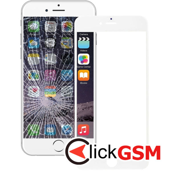 Piesa Piesa Sticla Cu Rama Display Si Oca White Apple Iphone 6 Plus 4fer