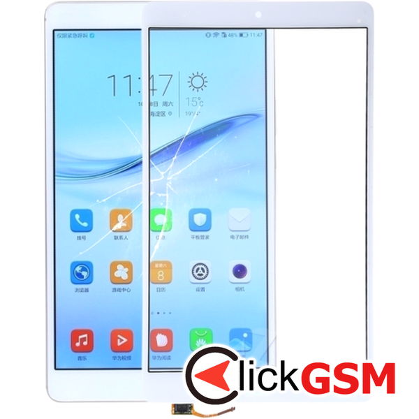 Piesa Piesa Sticla Cu Touchscreen Alb Huawei Mediapad M3 3d3