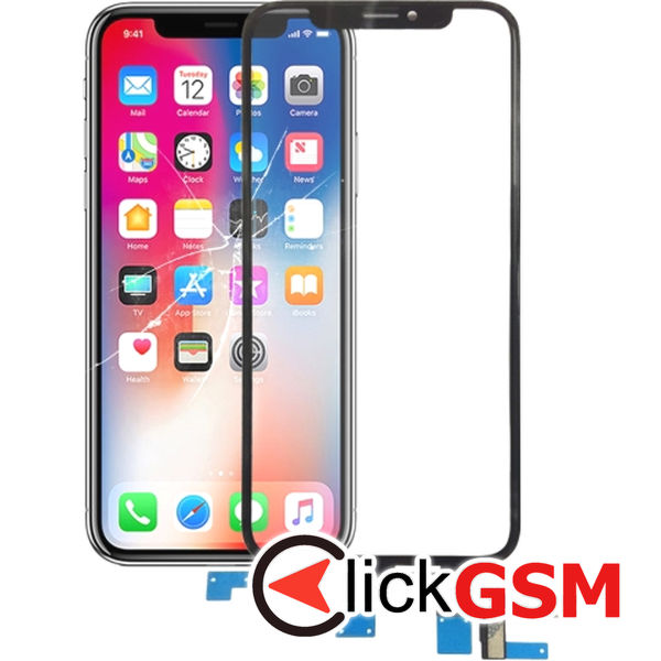 Piesa Sticla Cu Touchscreen Negru Apple Iphone X 4fx6