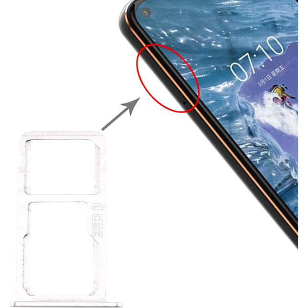 Nokia 7.1 Plus · SIM Card Tray + SIM Card Tray / Micro SD Card Tray for Nokia X7 / 8.1 / 7.1 Plus / TA-1131(Silver)