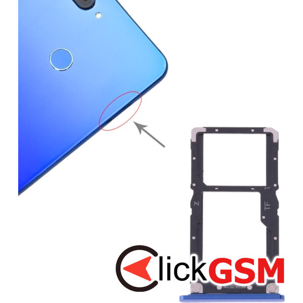 Piesa Suport Sim Cu Suport Card Albastru Xiaomi Mi 8 Lite 1z3m