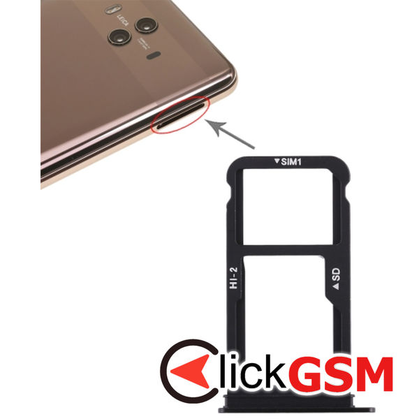 Piesa Suport Sim Cu Suport Card Black Huawei Mate 10 2duv