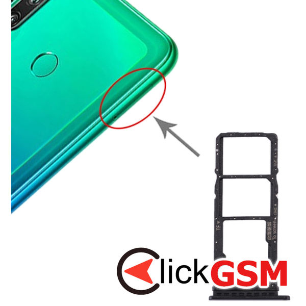 Piesa Suport Sim Cu Suport Card Black Huawei P40 Lite E 2dwk