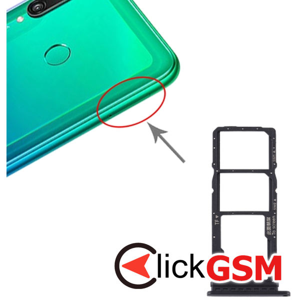 Piesa Suport Sim Cu Suport Card Black Huawei Y7p 24nn