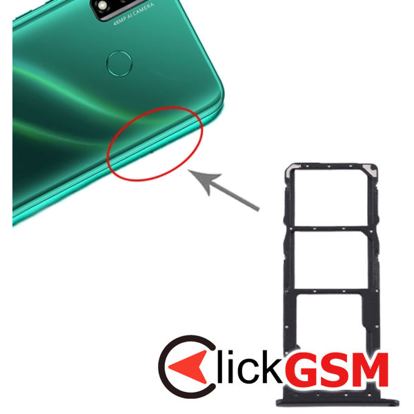 Piesa Suport Sim Cu Suport Card Black Huawei Y8s 2bp6