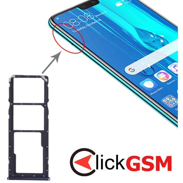 Piesa Piesa Suport Sim Cu Suport Card Black Huawei Y9 2019 2dw4