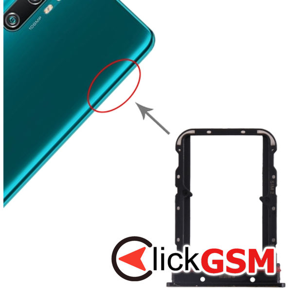 Piesa Suport Sim Cu Suport Card Black Xiaomi Mi Cc9 Pro 1z0s