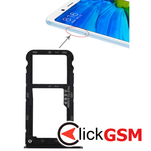 Piesa Suport Sim Cu Suport Card Black Xiaomi Redmi Note 5 1z65