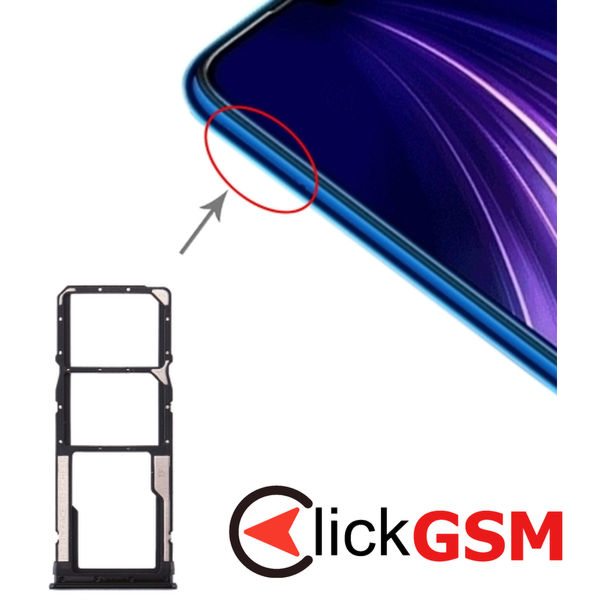 Piesa Suport Sim Cu Suport Card Black Xiaomi Redmi Note 8 1z2k