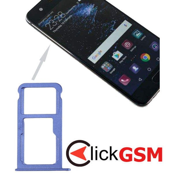 Piesa Suport Sim Cu Suport Card Blue Huawei P10 Plus 2ao9