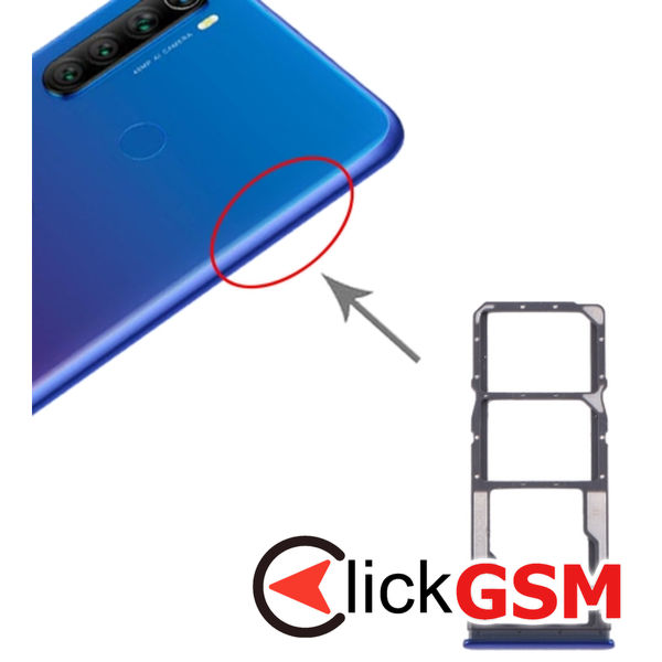 Piesa Suport Sim Cu Suport Card Blue Xiaomi Redmi Note 8t 1z2t