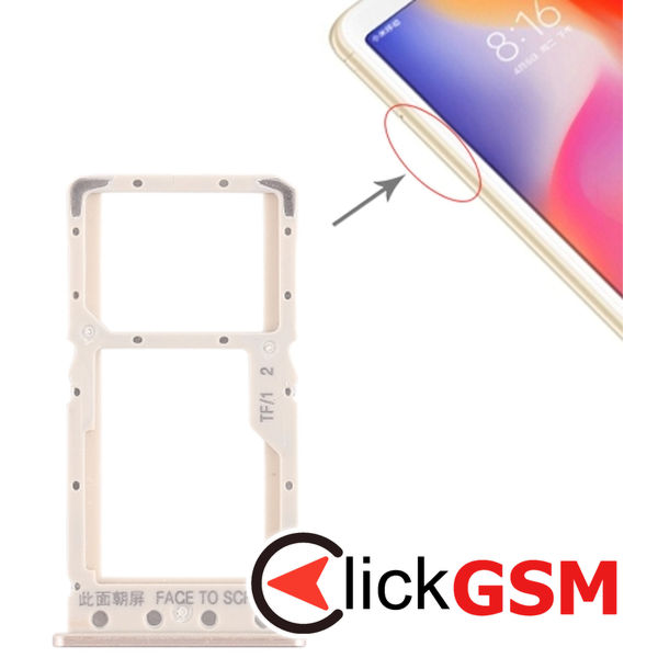 Piesa Suport Sim Cu Suport Card Gold Xiaomi Redmi 6 1z24