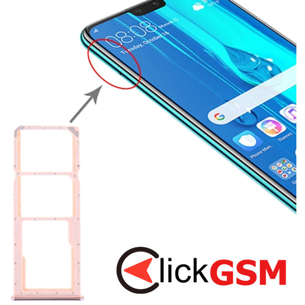 Piesa Piesa Suport Sim Cu Suport Card Pink Huawei Y9 2019 2dw5