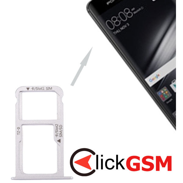 Piesa Piesa Suport Sim Cu Suport Card Silver Huawei Mate 9 2aoa