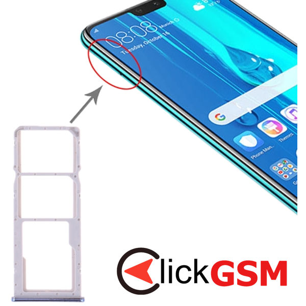 Piesa Piesa Suport Sim Cu Suport Card Silver Huawei Y9 2019 2dw7