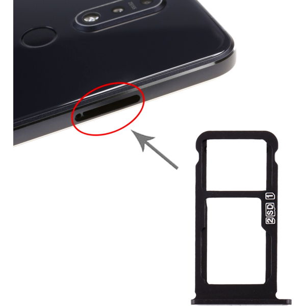 Nokia 7.1 · SIM Card Tray + SIM Card Tray / Micro SD Card Tray for Nokia 7.1 / TA-1100 TA-1096 TA-1095 TA-1085 TA-1097 (Black)
