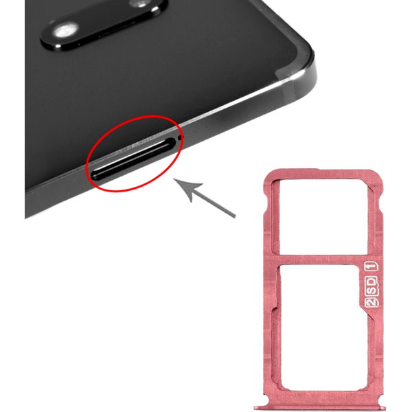 Nokia 7 Plus · SIM Card Tray + SIM Card Tray / Micro SD Card Tray for Nokia 7 Plus TA-1062 (Purplish Red)
